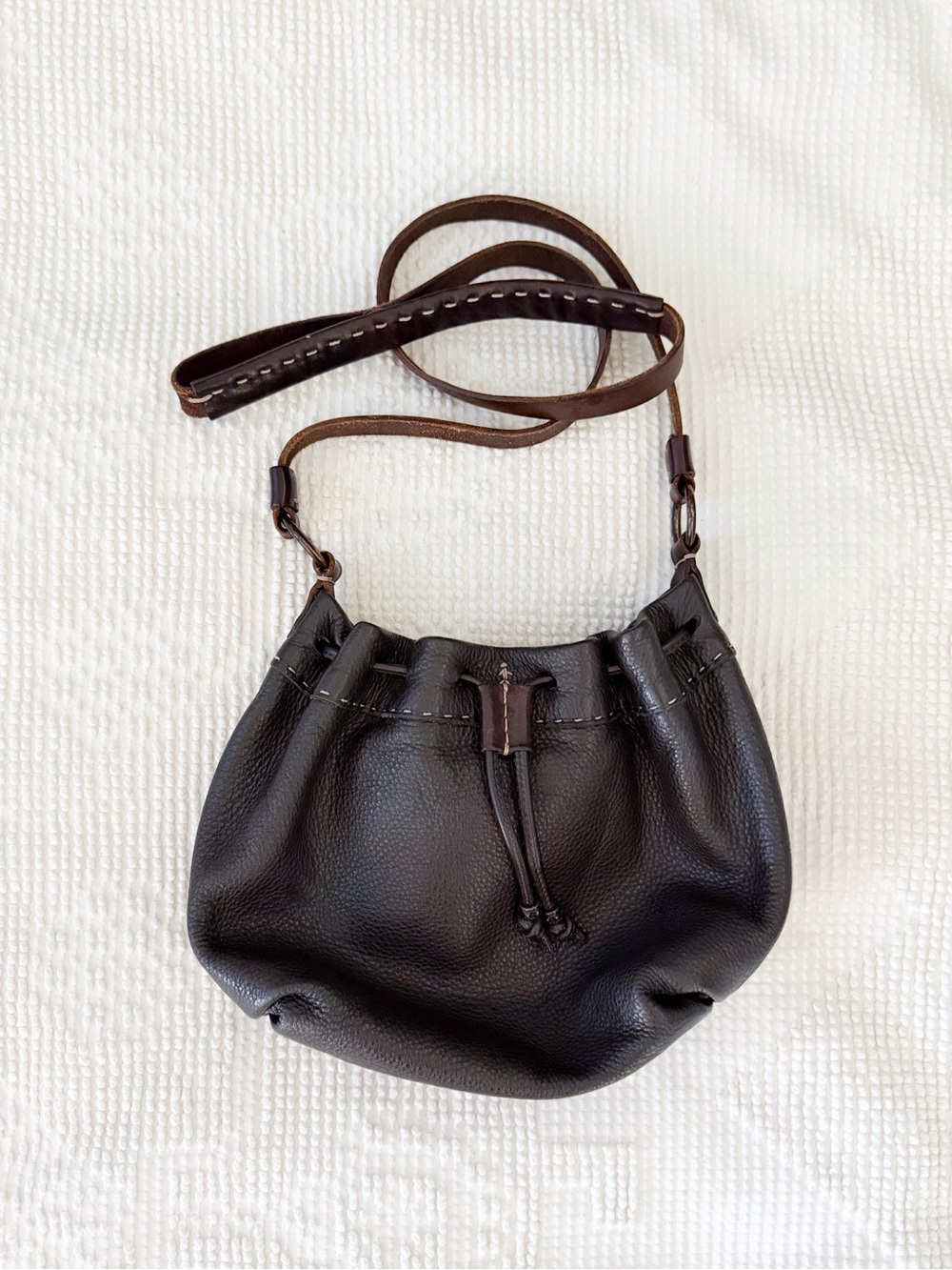Henry Beguelin Crossbody Leather Bag Bucket Drawstring